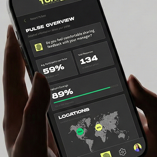 A phone showing the Torch Crowd pulse dashboard